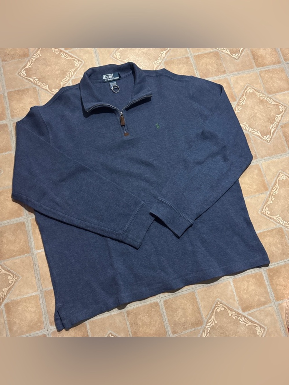 Polo Ralph Lauren Quarter Zip Pullover Sweater - Blue - Size Large